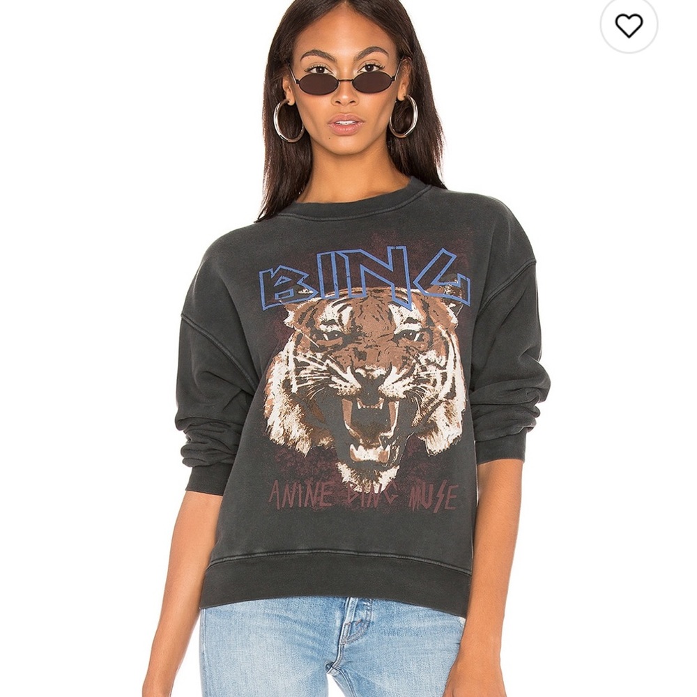 Anine Bing Tiger Sweatshirt in black size large.